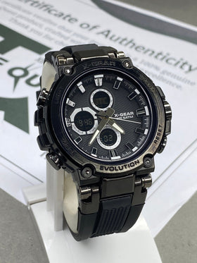 X GEAR-3897 Dual Time Round Display Sports Watch for Men
