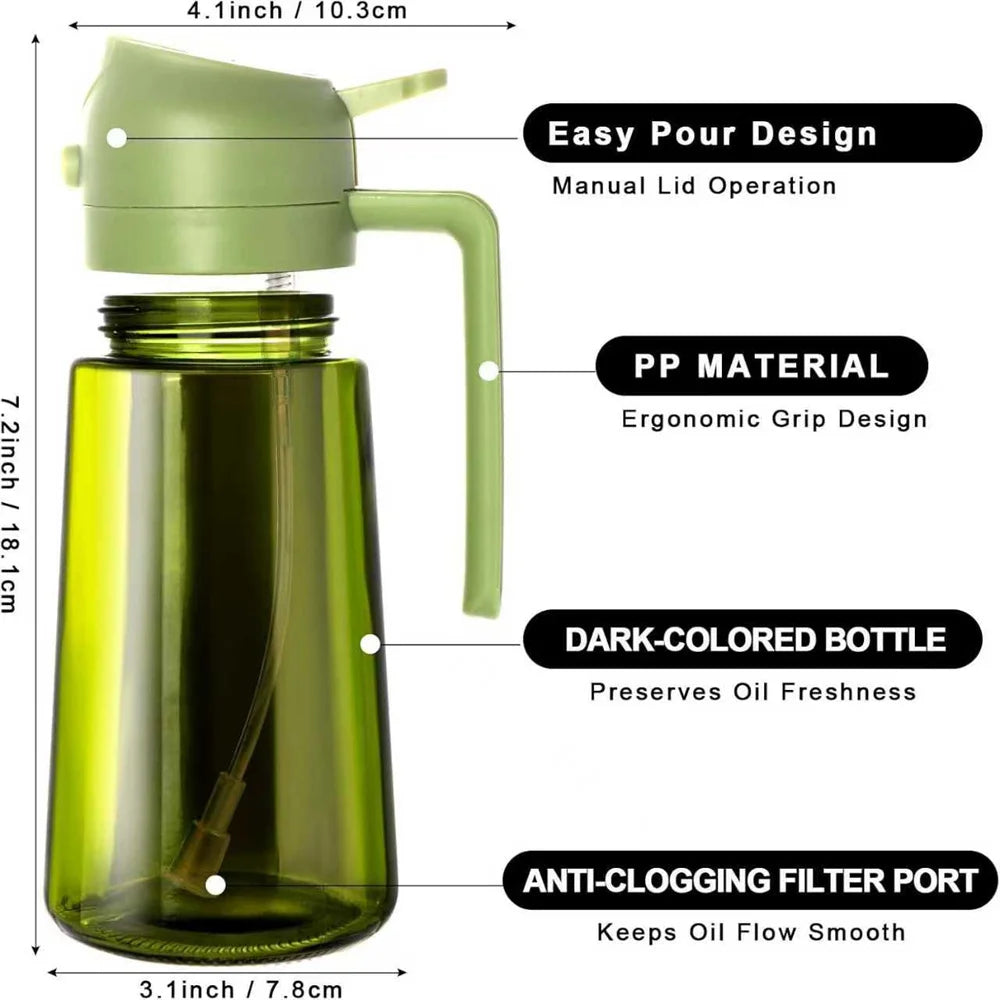 470Ml 2in1 Oil Dispenser Bottle with Handle Oil Spray Bottle For Air Fryer