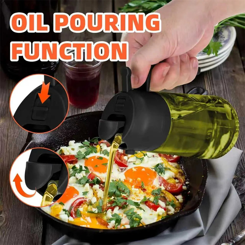 470Ml 2in1 Oil Dispenser Bottle with Handle Oil Spray Bottle For Air Fryer