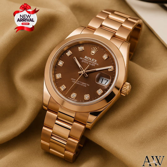 Rolex Datejust – Copper Color Luxury Watch with Working Date & Taj Lock