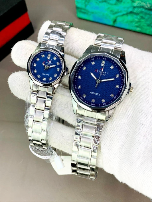 Elegant Couple Watch Set – Steel Chain with Push Lock | New Attractive Colours